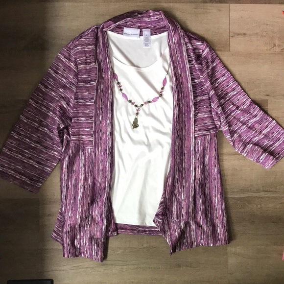 Alfred Dunner 3 piece attached camisole and necklace - Picture 1 of 5